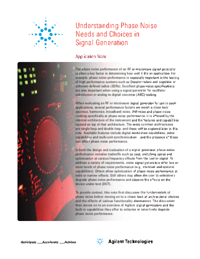 Understanding Phase Noise Needs and Choices in Signal Generation 5991-1744EN [12]
