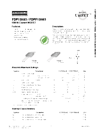 fdp15n65_fdpf15n65