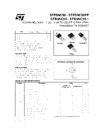 stp5nc50,stb5nc50
