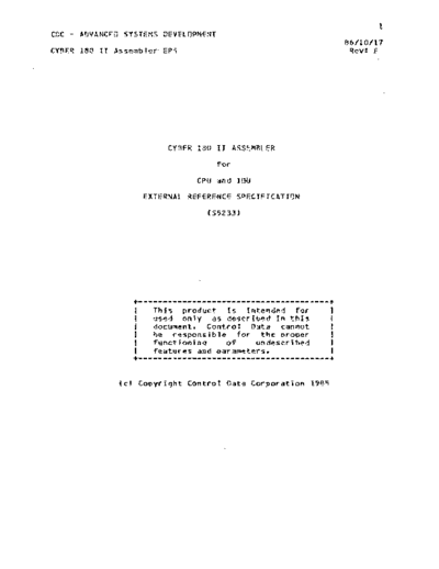 S5233F_Cyber_180_II_Assembler_ERS_Oct86