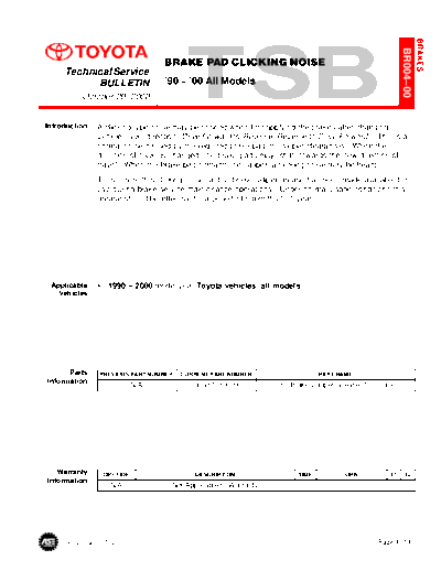 br004t00 Brake Pad Clicking Noise