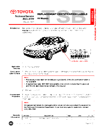 pg006t01 Replacement Certification Label