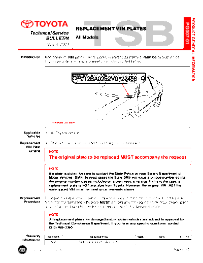 pg007t01 Replacement VIN Plates