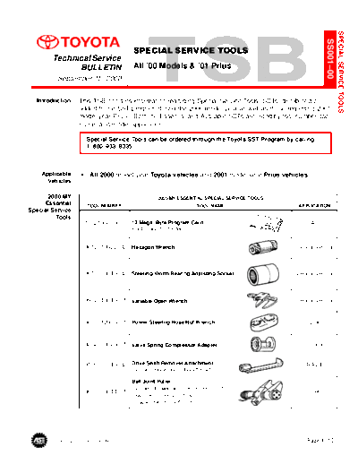 ss001t00 Special Service Tools
