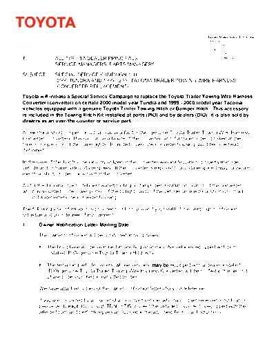 Letter to Dealers
