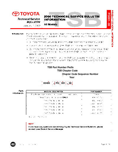 pg001t00 2000 TSB Information