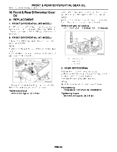 16. Front & Rear Differential Gear Oil