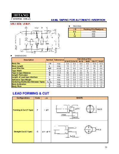 AXIAL TAPING, Cut Lead & Lead Forming and Cut spec (E-AxialTap)