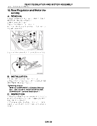 12. Rear Regulator and Motor Assembly