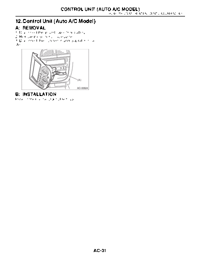 12. Control Unit (Auto AC Model)