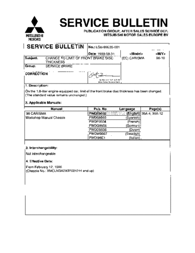 SERVICE BULLETIN NoESB-99E35-001