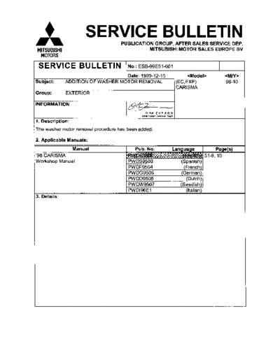 SERVICE BULLETIN NoESB-99E51-001