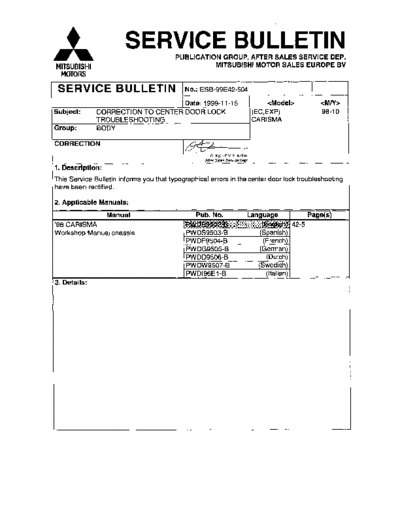 SERVICE BULLETIN NoESB-99E42-504