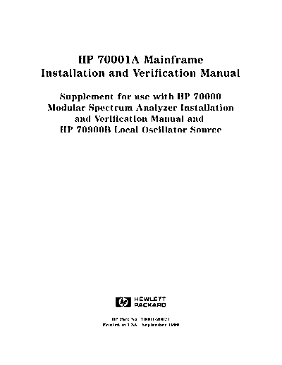 HP 70001A - Installation and Verification