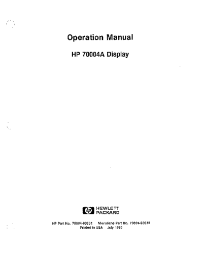 HP 70004A Operation