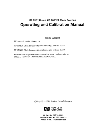 HP 70311A, 2A  Operation and Calibration