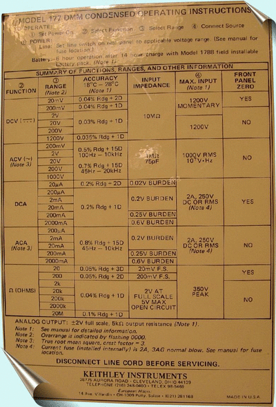 keithley_177_specification