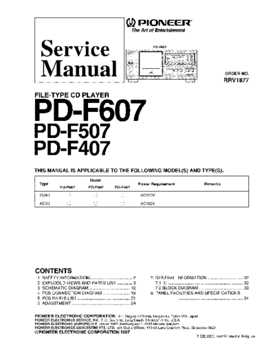 Pioneer PD-F607, PD-F507, PD-F407 file type CD player