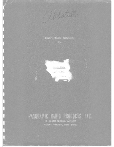 Panoramic IP-259 SA-8a, SB-8a Manual and Schematic