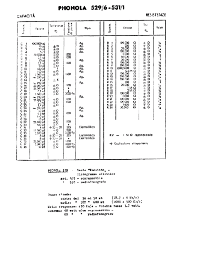 Phonola 529-6 531-1 components