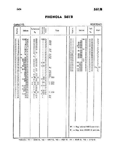 Phonola 561B components
