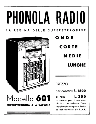 Phonola 601 advertisement