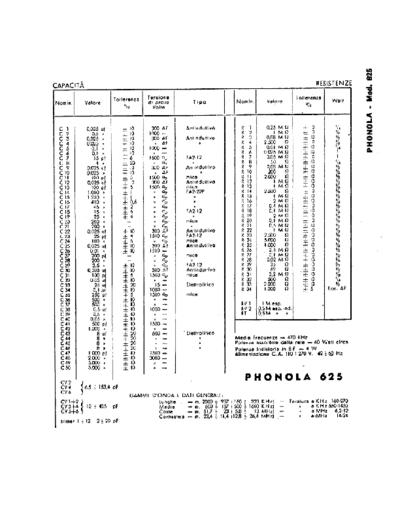 Phonola 625 components