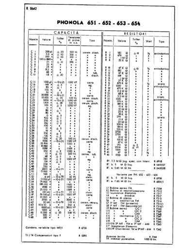 Phonola 651 652 653 654 components