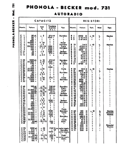 Phonola 731 components