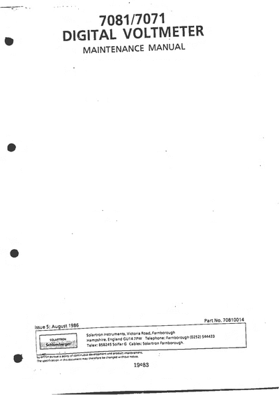 solartron 7081 maintenance manual