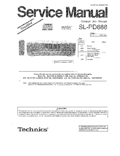 3461 - suplemento manual de servicio sl-pd888  utilizar junto al manual de servicio del sl-pd687
