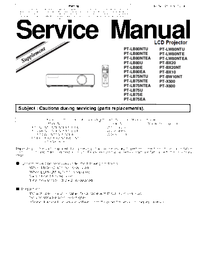 Panasonic_PT-LB80_LB75_LW80_BX20_BX10_BW10_X500_X600_Series_service_info