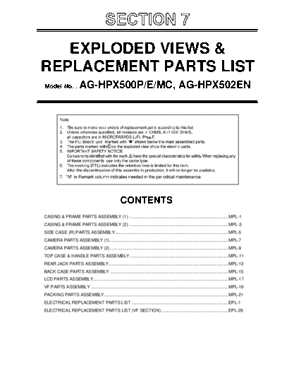 7347 - manual de servicio -8- lista de piezas