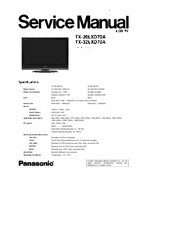 Panasonic+TX-26LXD70A+32LXD70A+LH64