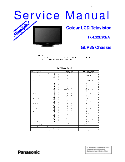 Panasonic_TX-L32C20EA_Chassis_GLP25_Difference_manual