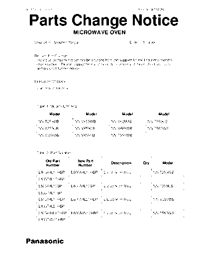 Panasonic NN-V359 NN-V629 NN-V659 NN-V689
