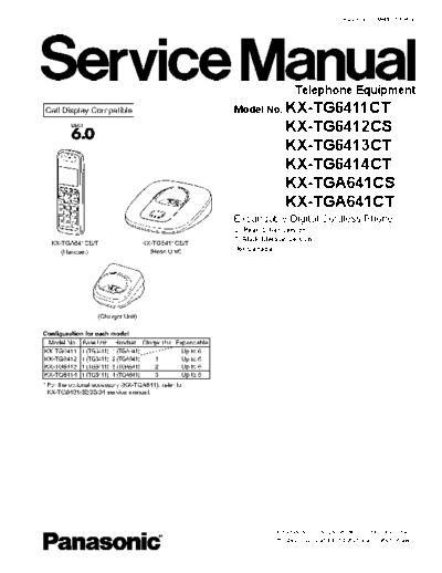 PANASONIC KX-TG6411 SERIES