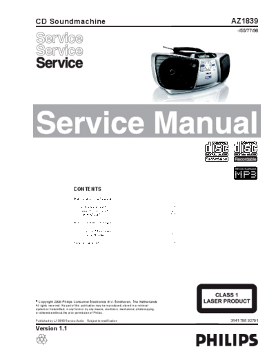 Philips AZ 1839 Service