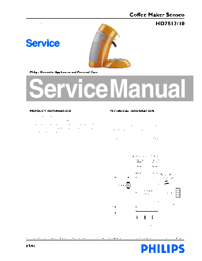 PHILIPS HD 781210 Service Manual HD781210 Tweede generatie