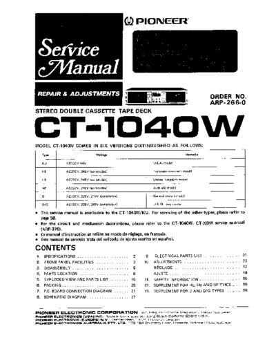 hfe_pioneer_ct-1040w_service