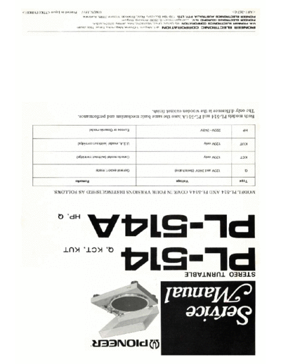 Pioneer-PL-514A-Service-Manual