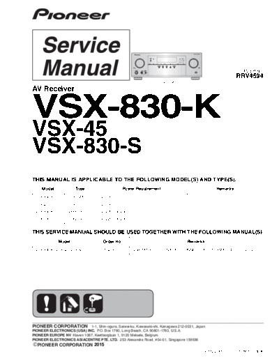 RRV4594 - VSX-830-K,VSX-45,VSX-830-S