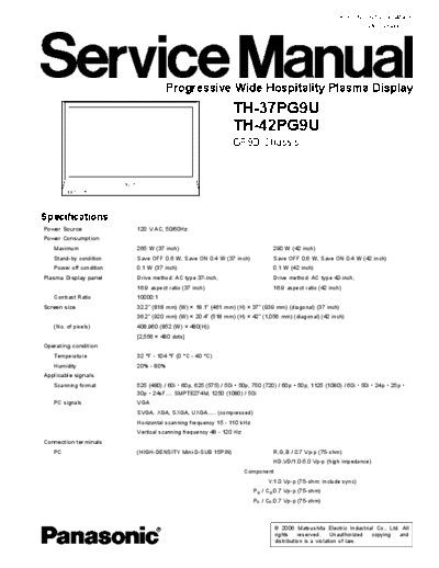 Panasonic TH-37PG9U TH-42PG9U [SM]