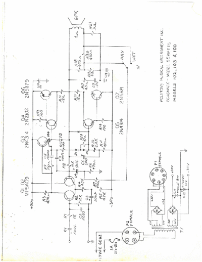 Polytone 55W Power Amp (Models 100, 102, 103) Schematic