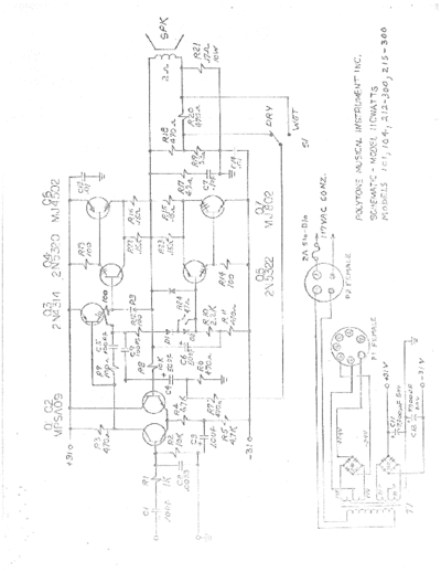 Polytone 110W Power Amp (Models 101, 104, 212-300, 215-300) Schematic