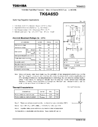 datasheet TK6A65D