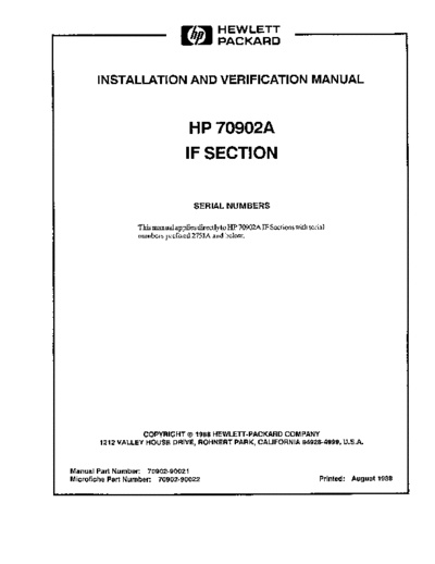 HP 70902A - Installation and Verification