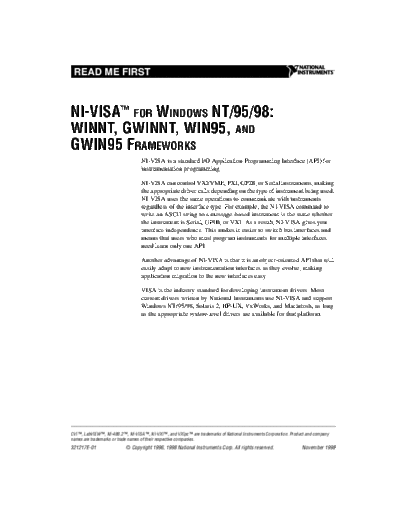 NI-VISA Read Me First Manual