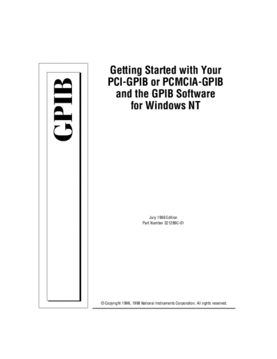 PCI-GPIB PCMCIA-GPIB GPIB Software Getting Started Guide for Windows NT