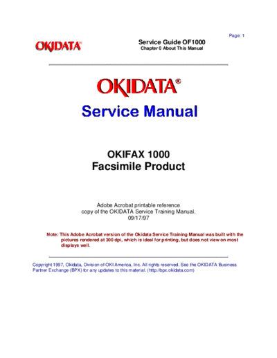 Okidata Fax 1000 Service Manual